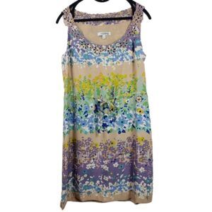 Beth Bowley Silk Dress Women's 6 Sleeveless Floral Multicolor Tie Waist Casual